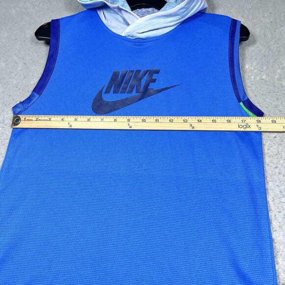 Nike Sleeveless Hoodie Boys Youth Size X-Large Mesh Blue White DD2741-402 - Picture 6 of 12